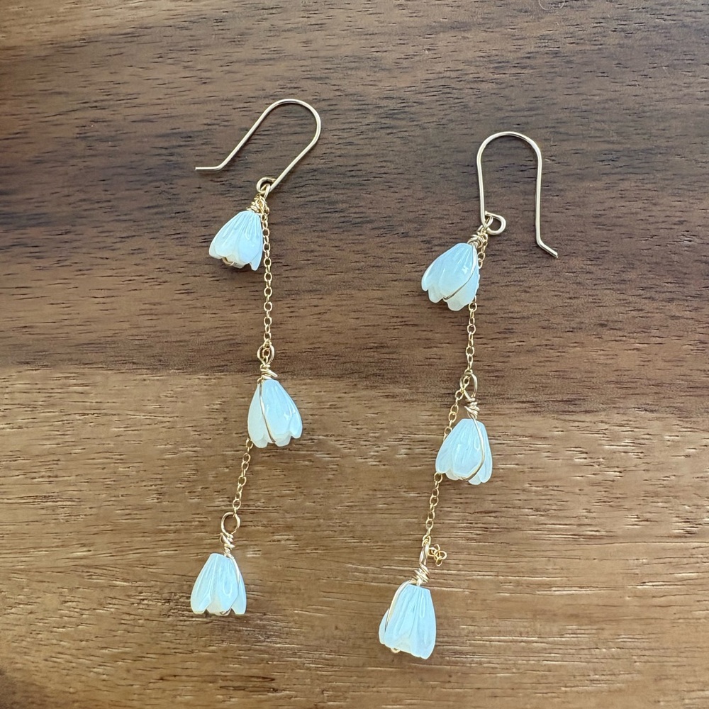 Mother of Pearl Pikake Earrings made with 14K Gold Filled Drop Earrings
